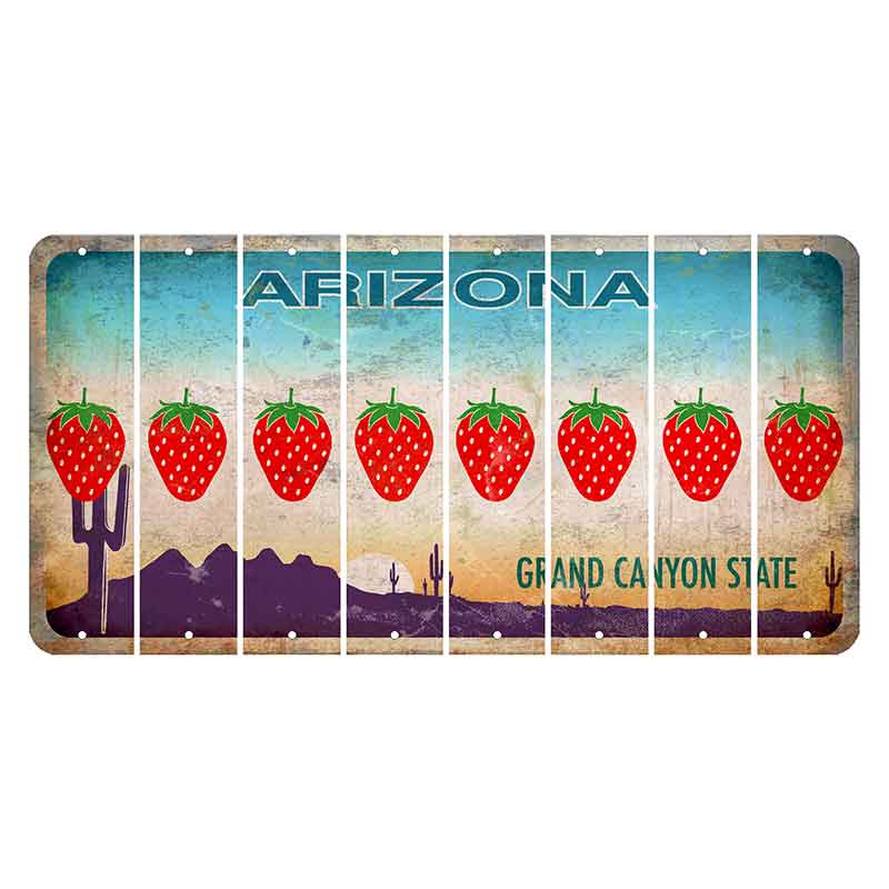 Arizona Desert Scene Cut License Plate Strips (Set of 8) Strawberry