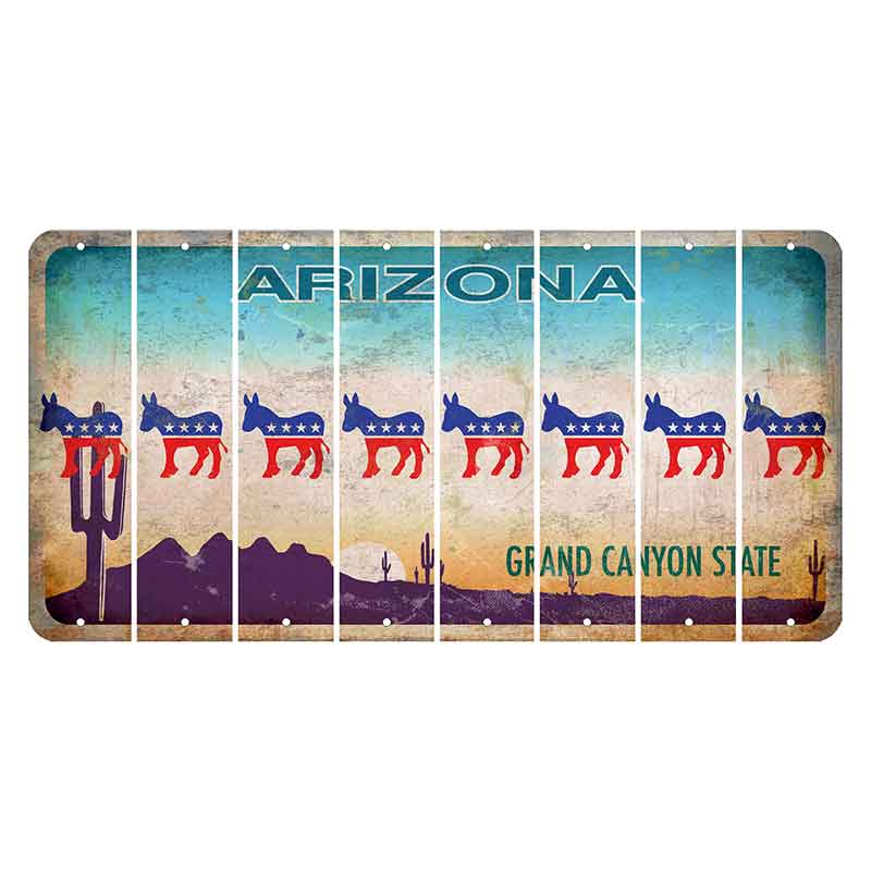 Arizona Desert Scene Cut License Plate Strips (Set of 8) Democrat