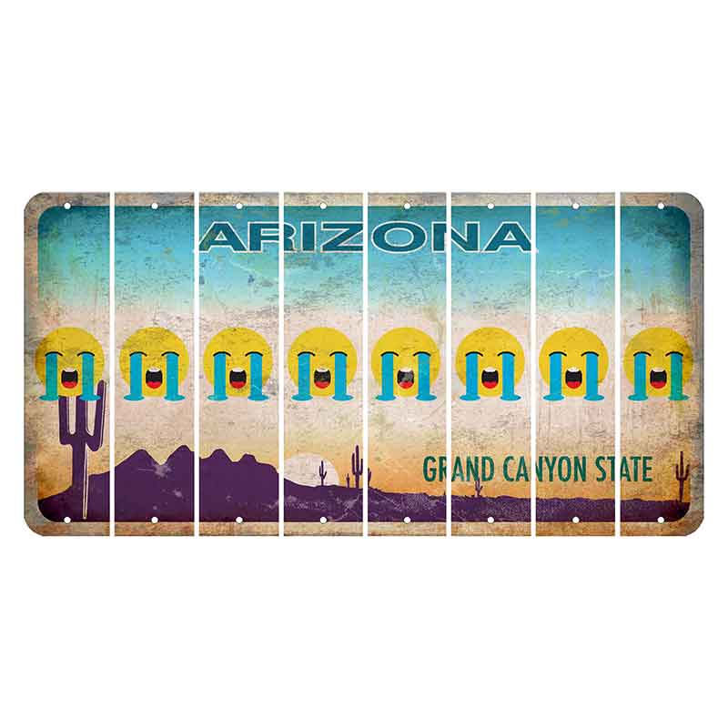 Arizona Desert Scene Cut License Plate Strips (Set of 8) Emoji - Crying