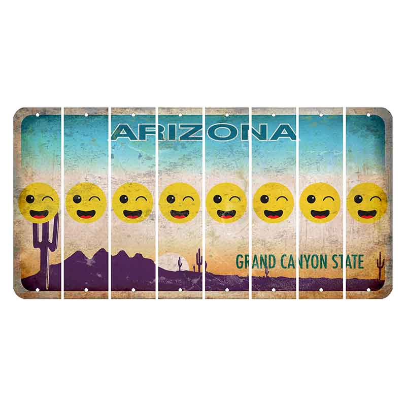 Arizona Desert Scene Cut License Plate Strips (Set of 8) Emoji - Winking