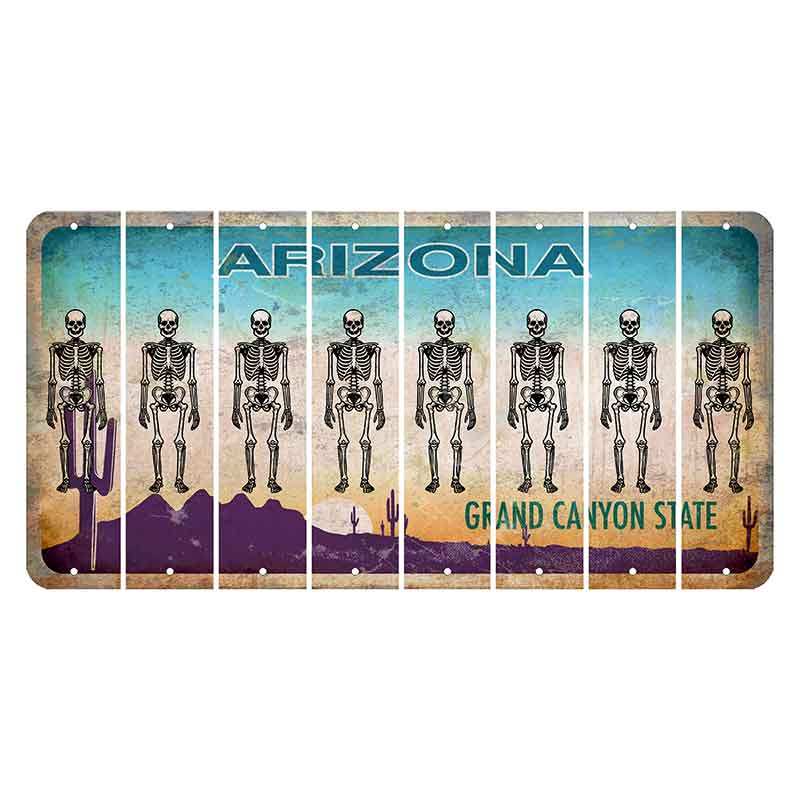 Arizona Desert Scene Cut License Plate Strips (Set of 8) Skeleton
