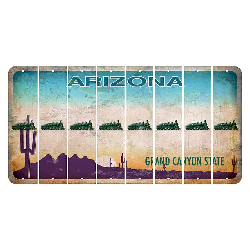 Arizona Desert Scene Cut License Plate Strips (Set of 8) Train