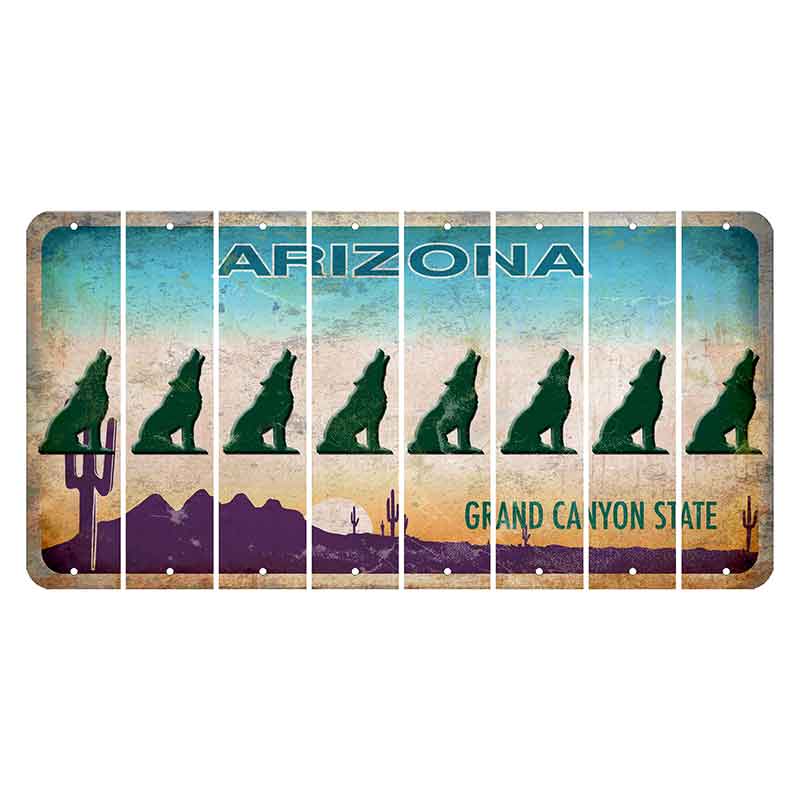 Arizona Desert Scene Cut License Plate Strips (Set of 8) Howling Wolf