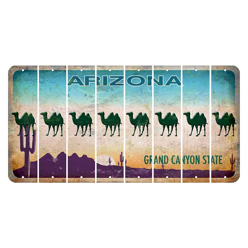 Arizona Desert Scene Cut License Plate Strips (Set of 8) Camel