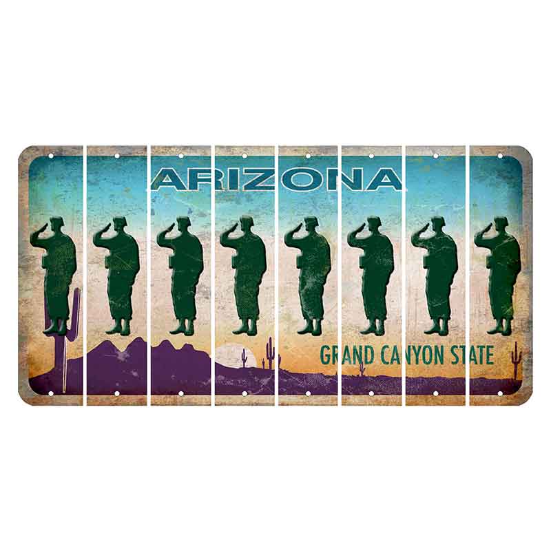 Arizona Desert Scene Cut License Plate Strips (Set of 8) Soldier - Saluting