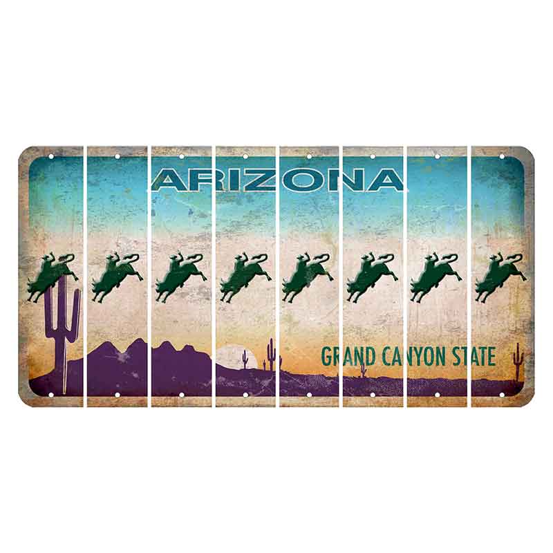 Arizona Desert Scene Cut License Plate Strips (Set of 8) Bull Rider