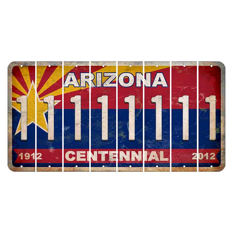 Arizona Centennial Cut License Plate Strips (Set of 8)