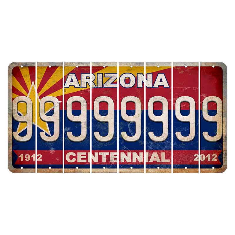 Arizona Centennial Cut License Plate Strips (Set of 8)