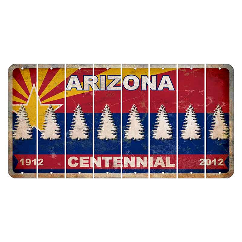 Arizona Centennial Cut License Plate Strips (Set of 8) Pine Tree