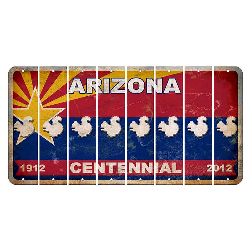 Arizona Centennial Cut License Plate Strips (Set of 8) Squirrel