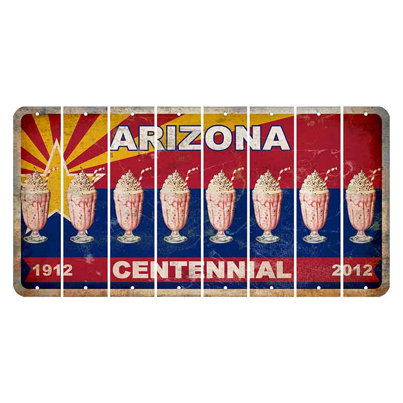 Arizona Centennial Cut License Plate Strips (Set of 8)