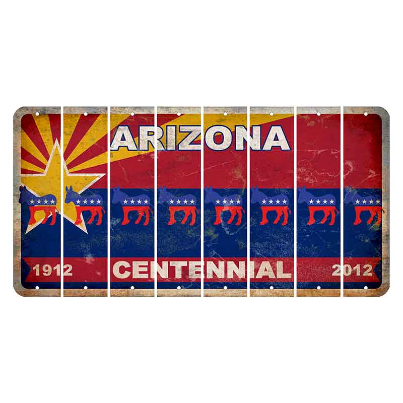 Arizona Centennial Cut License Plate Strips (Set of 8) Democrat