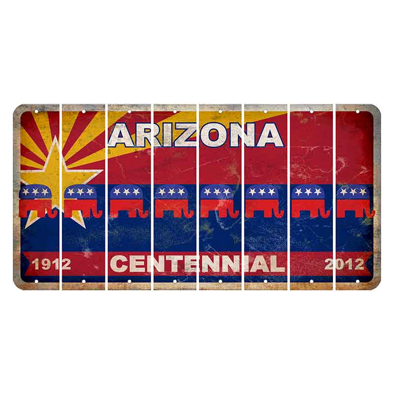 Arizona Centennial Cut License Plate Strips (Set of 8) Republican