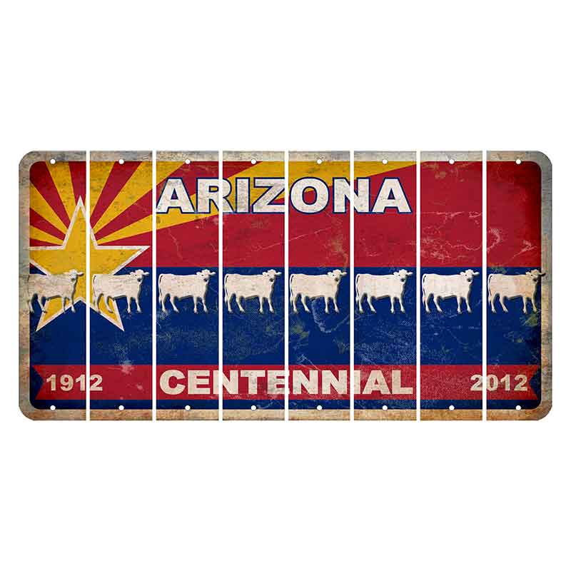 Arizona Centennial Cut License Plate Strips (Set of 8) Dairy Cow