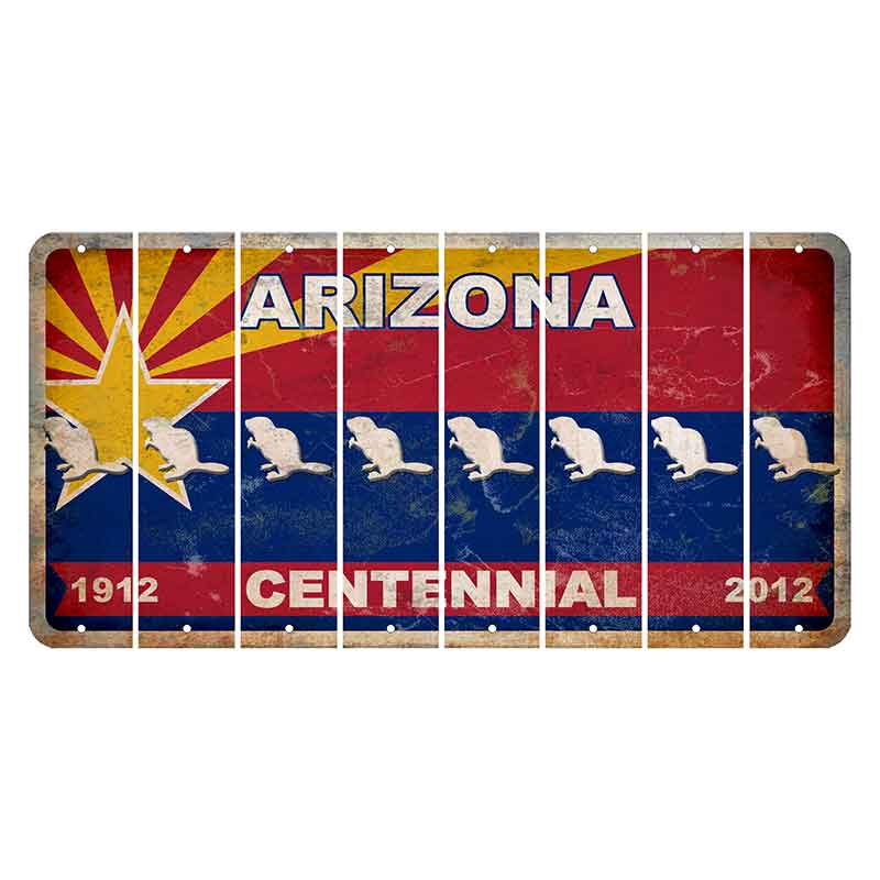 Arizona Centennial Cut License Plate Strips (Set of 8) Beaver