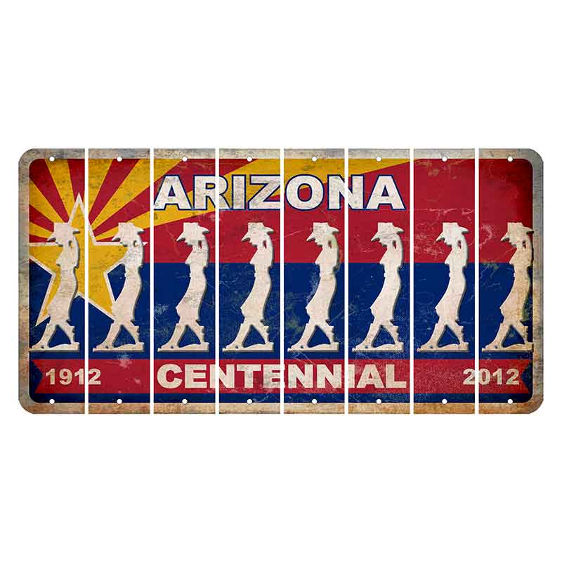 Arizona Centennial Cut License Plate Strips (Set of 8)