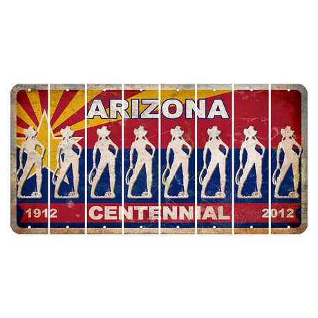 Arizona Centennial Cut License Plate Strips (Set of 8)