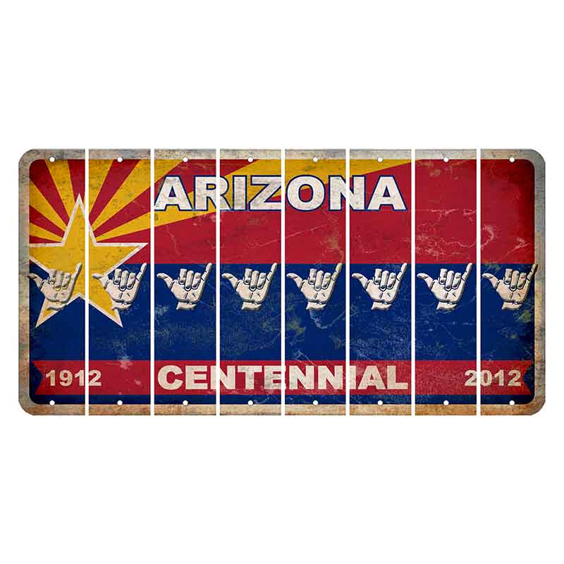 Arizona Centennial Cut License Plate Strips (Set of 8)