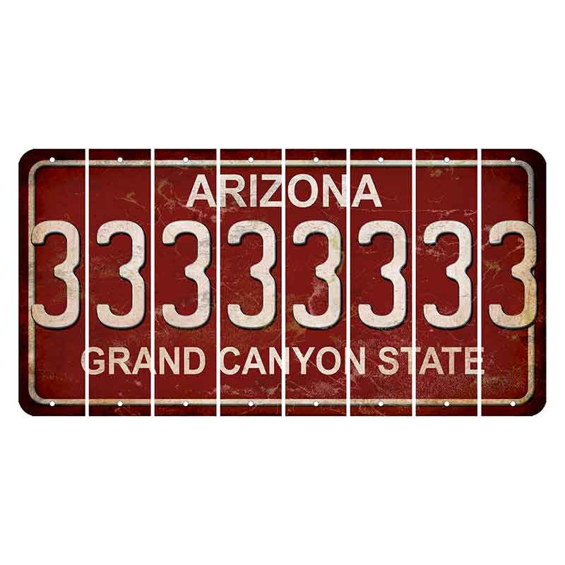 Arizona Maroon Cut License Plate Strips (Set of 8)