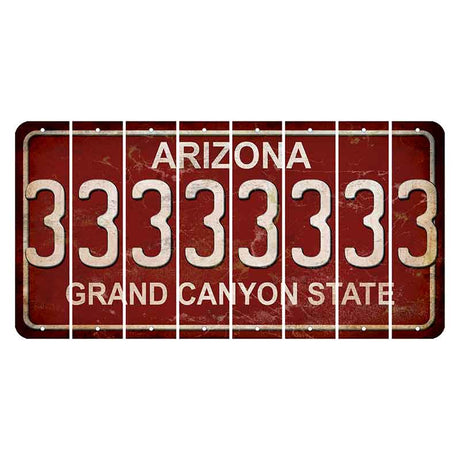 Arizona Maroon Cut License Plate Strips (Set of 8)