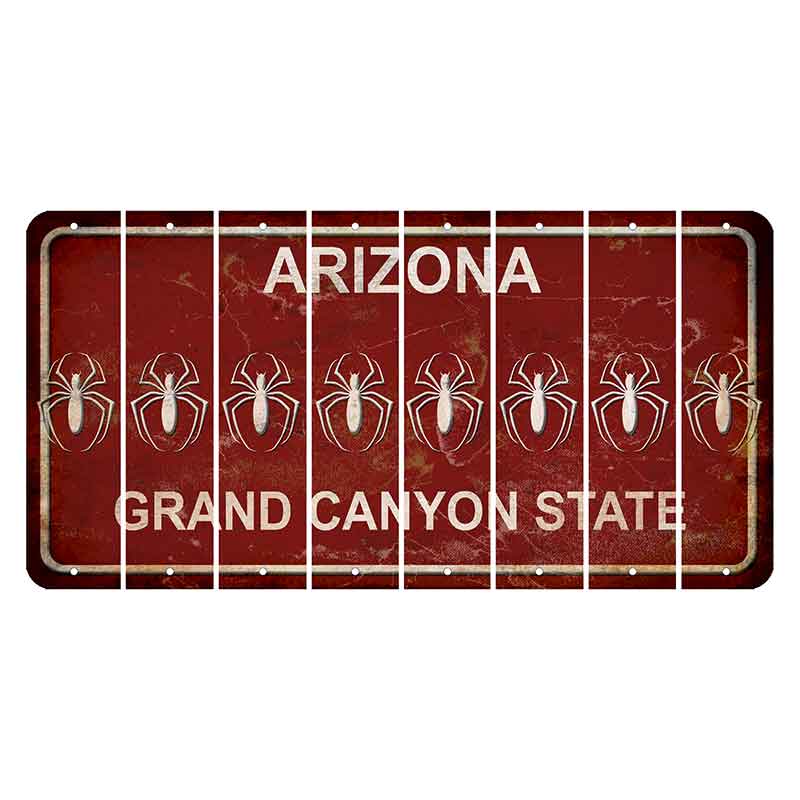 Arizona Maroon Cut License Plate Strips (Set of 8) Spider