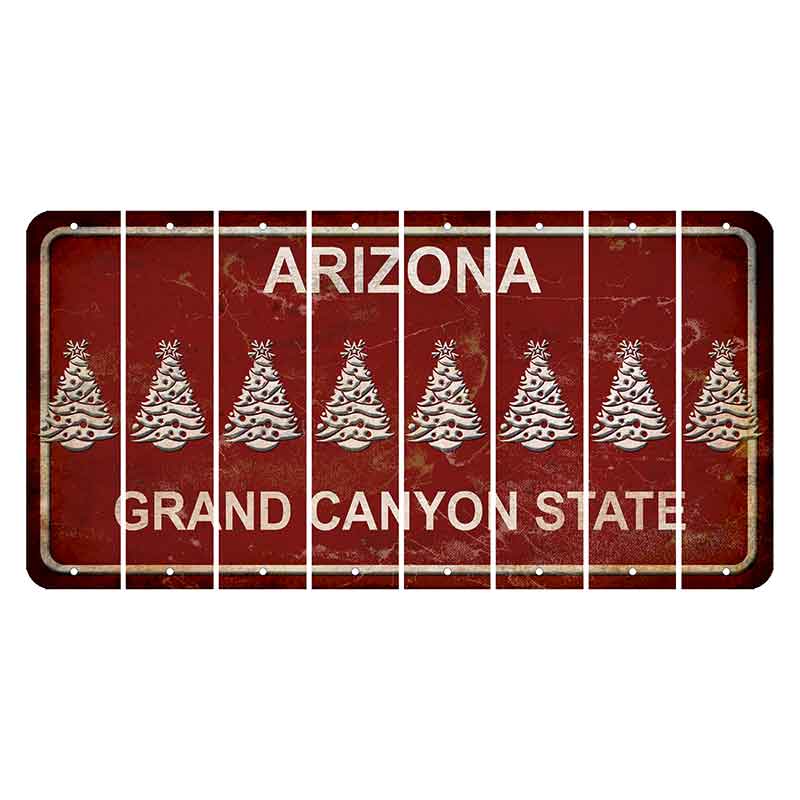 Arizona Maroon Cut License Plate Strips (Set of 8) Christmas Tree