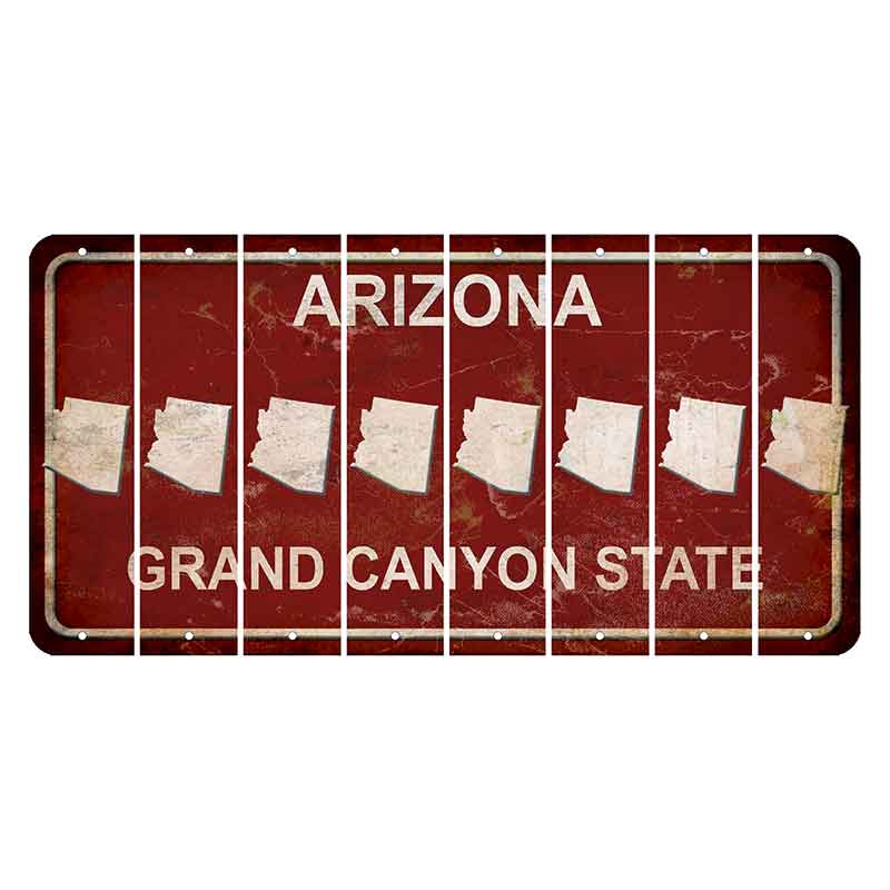 Arizona Maroon Cut License Plate Strips (Set of 8)