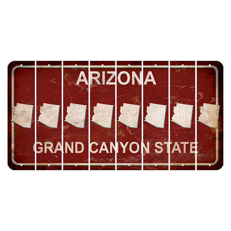 Arizona Maroon Cut License Plate Strips (Set of 8)