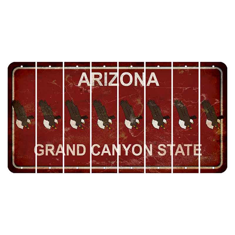 Arizona Maroon Cut License Plate Strips (Set of 8) Bald Eagle