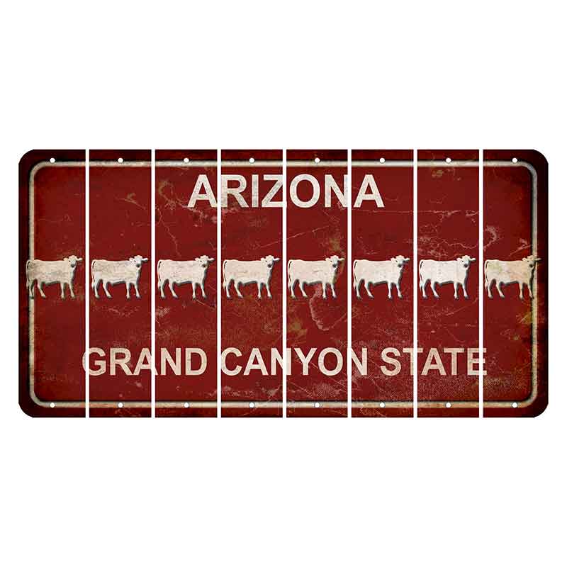 Arizona Maroon Cut License Plate Strips (Set of 8) Dairy Cow