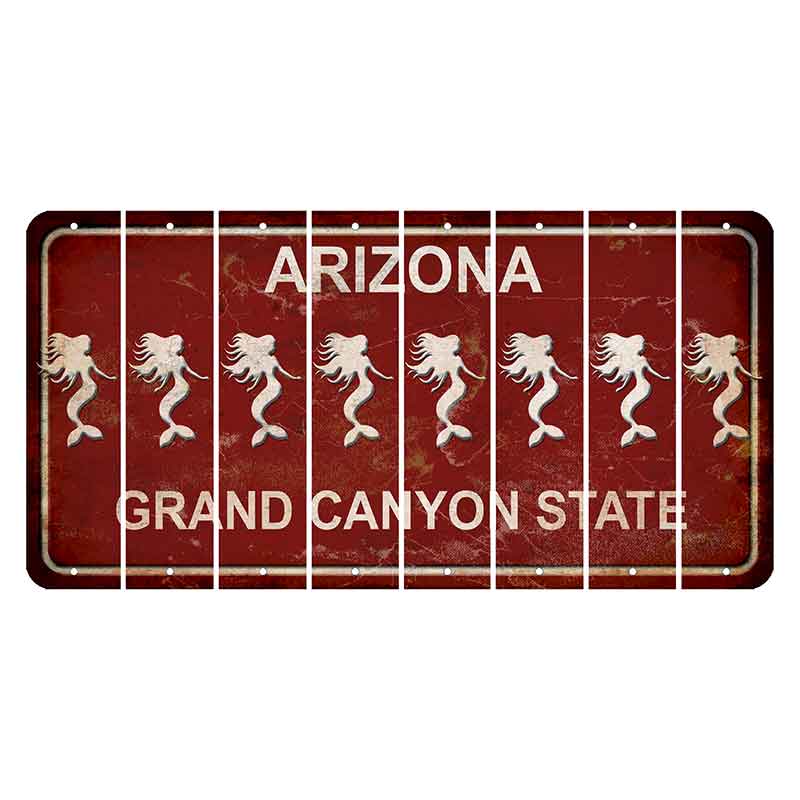 Arizona Maroon Cut License Plate Strips (Set of 8) Mermaid