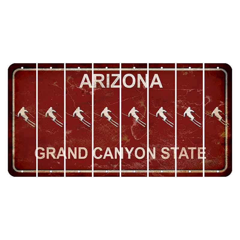 Arizona Maroon Cut License Plate Strips (Set of 8) Skier