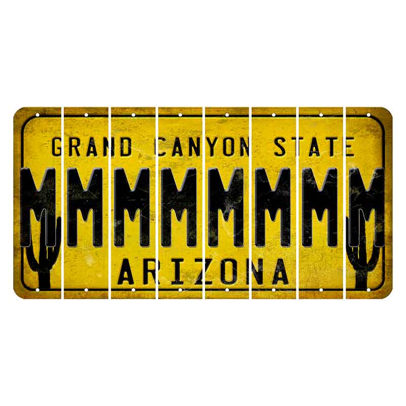 Arizona Yellow Cut License Plate Strips (Set of 8)