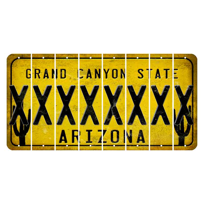 Arizona Yellow Cut License Plate Strips (Set of 8)