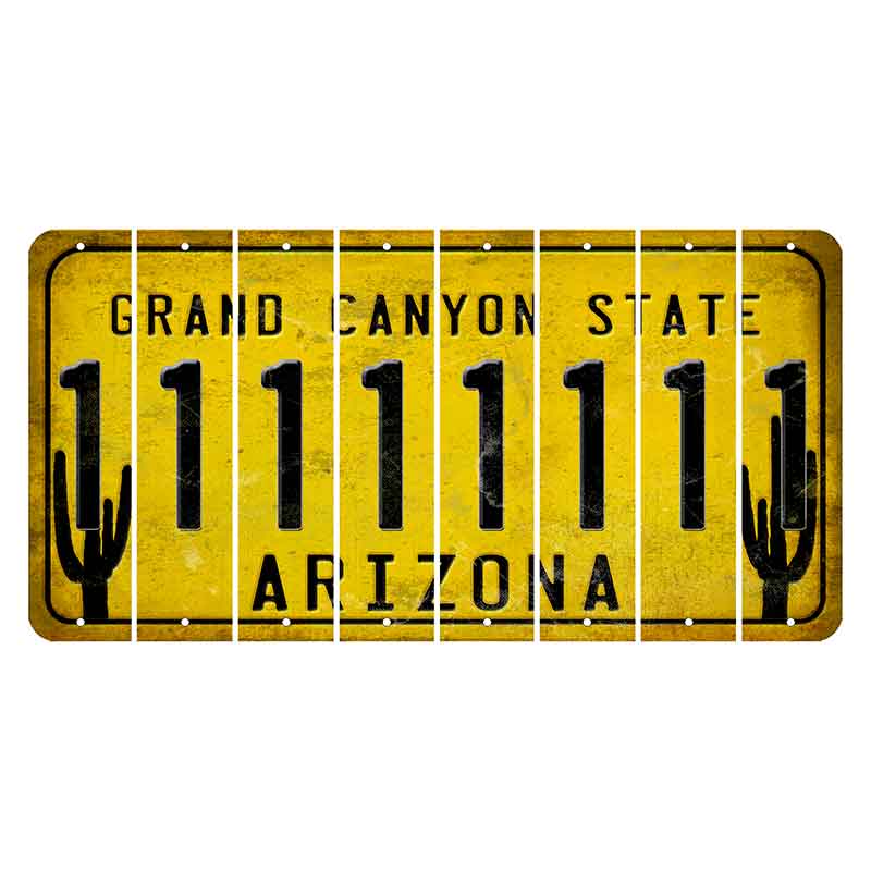 Arizona Yellow Cut License Plate Strips (Set of 8)