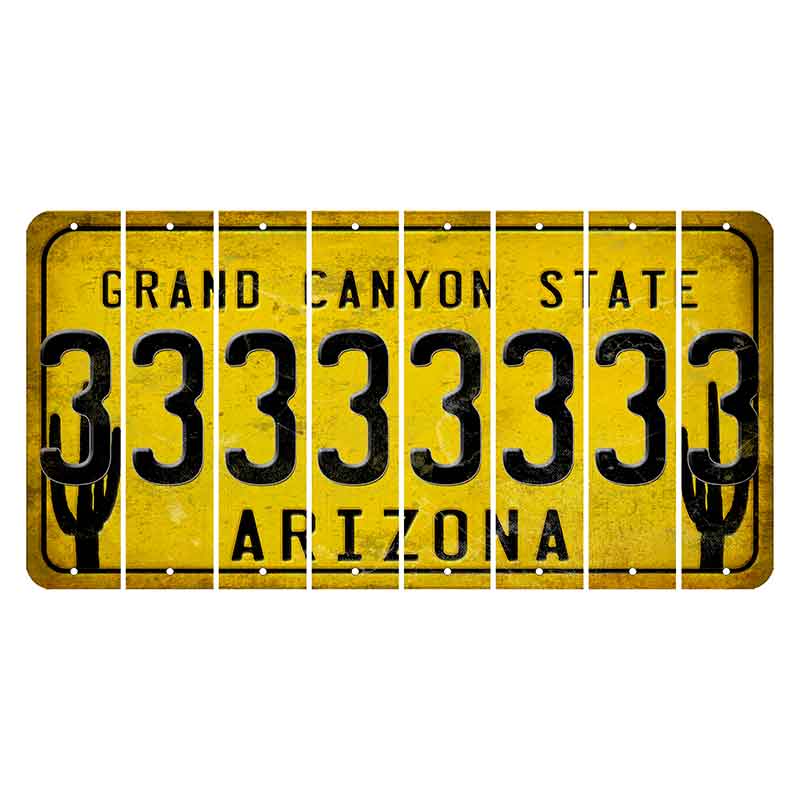 Arizona Yellow Cut License Plate Strips (Set of 8)