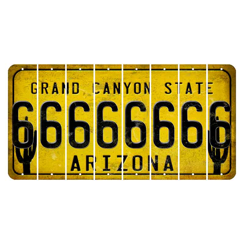 Arizona Yellow Cut License Plate Strips (Set of 8)