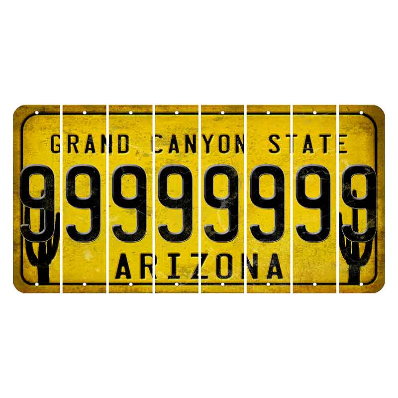 Arizona Yellow Cut License Plate Strips (Set of 8)