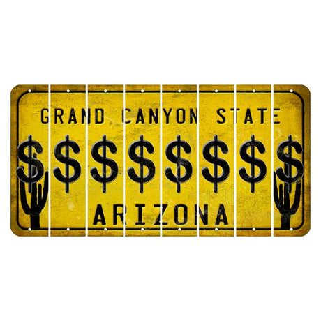 Arizona Yellow Cut License Plate Strips (Set of 8)