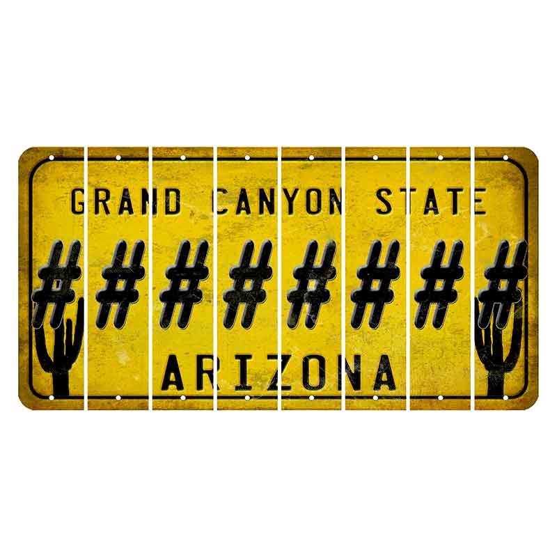 Arizona Yellow Cut License Plate Strips (Set of 8)