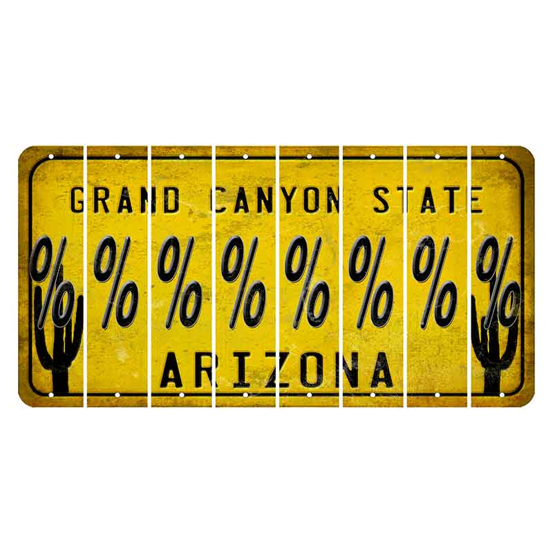 Arizona Yellow Cut License Plate Strips (Set of 8)