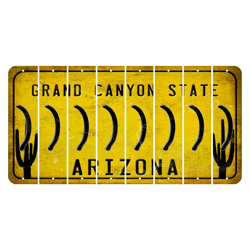 Arizona Yellow Cut License Plate Strips (Set of 8)