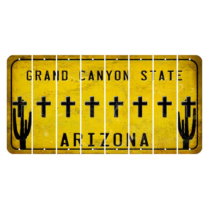 Arizona Yellow Cut License Plate Strips (Set of 8) Crab