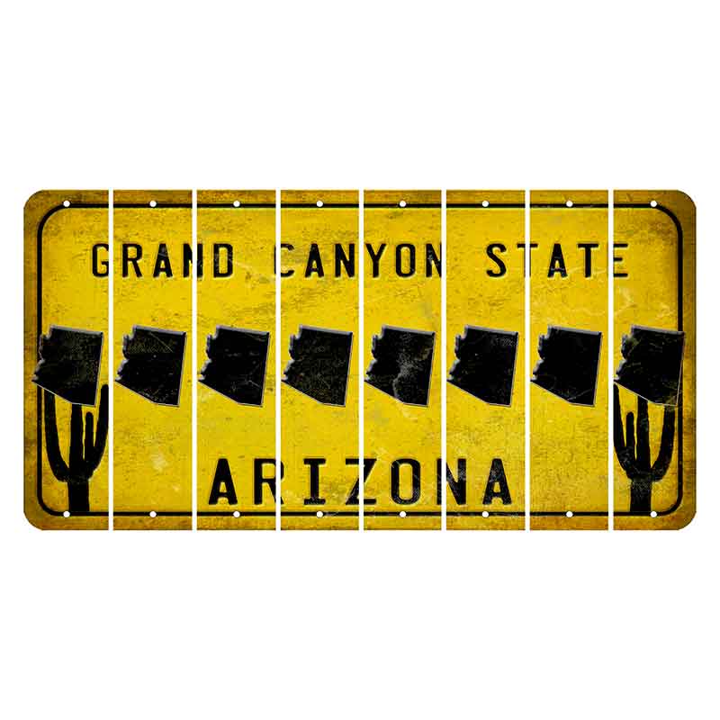 Arizona Yellow Cut License Plate Strips (Set of 8)