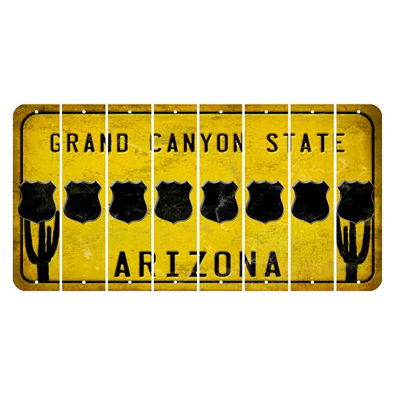 Arizona Yellow Cut License Plate Strips (Set of 8)