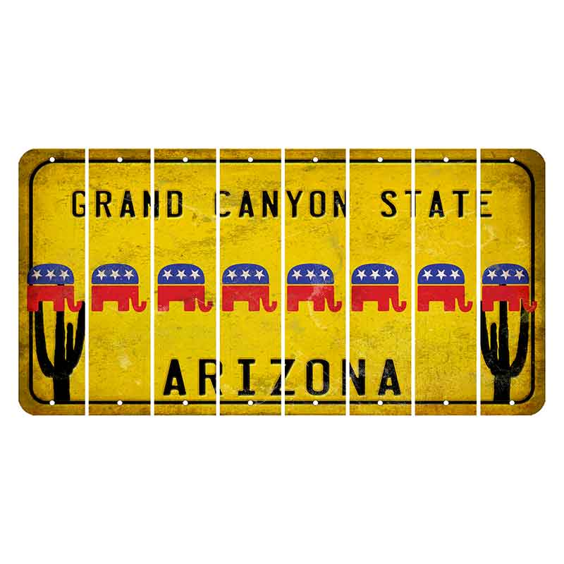 Arizona Yellow Cut License Plate Strips (Set of 8) Reindeer