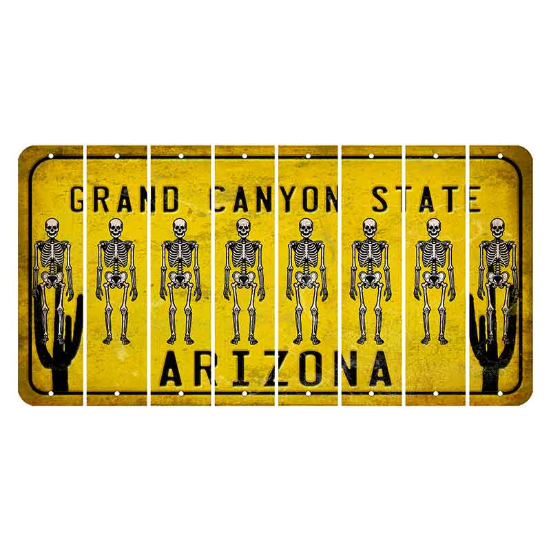 Arizona Yellow Cut License Plate Strips (Set of 8) Shotgun