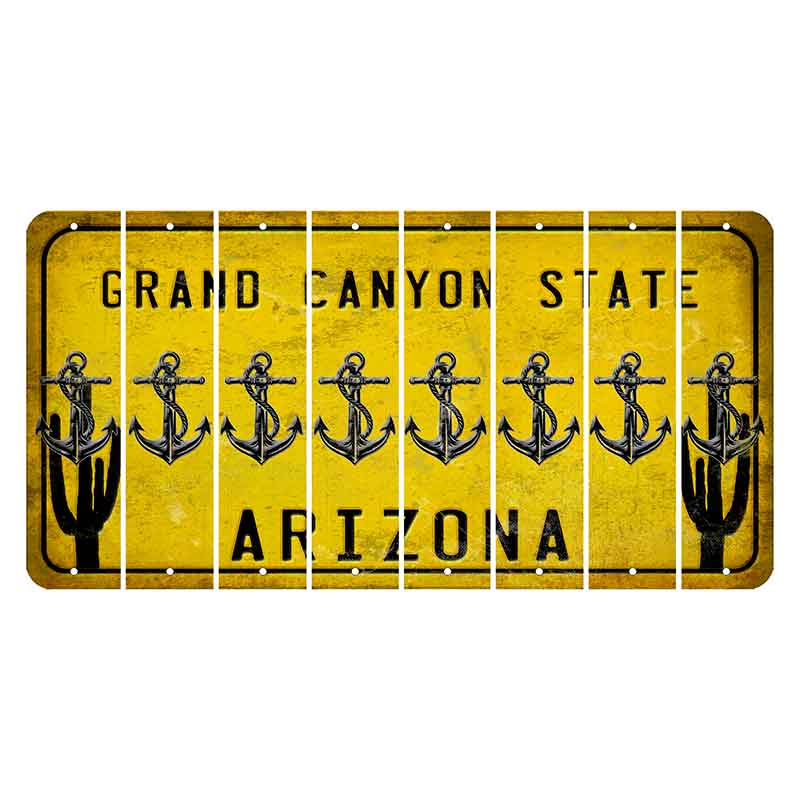 Arizona Yellow Cut License Plate Strips (Set of 8) Boat Anchor