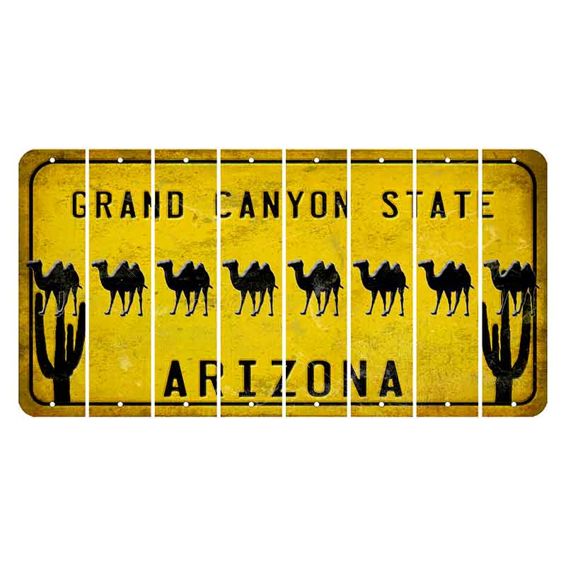 Arizona Yellow Cut License Plate Strips (Set of 8) Camel