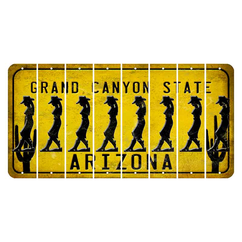 Arizona Yellow Cut License Plate Strips (Set of 8)